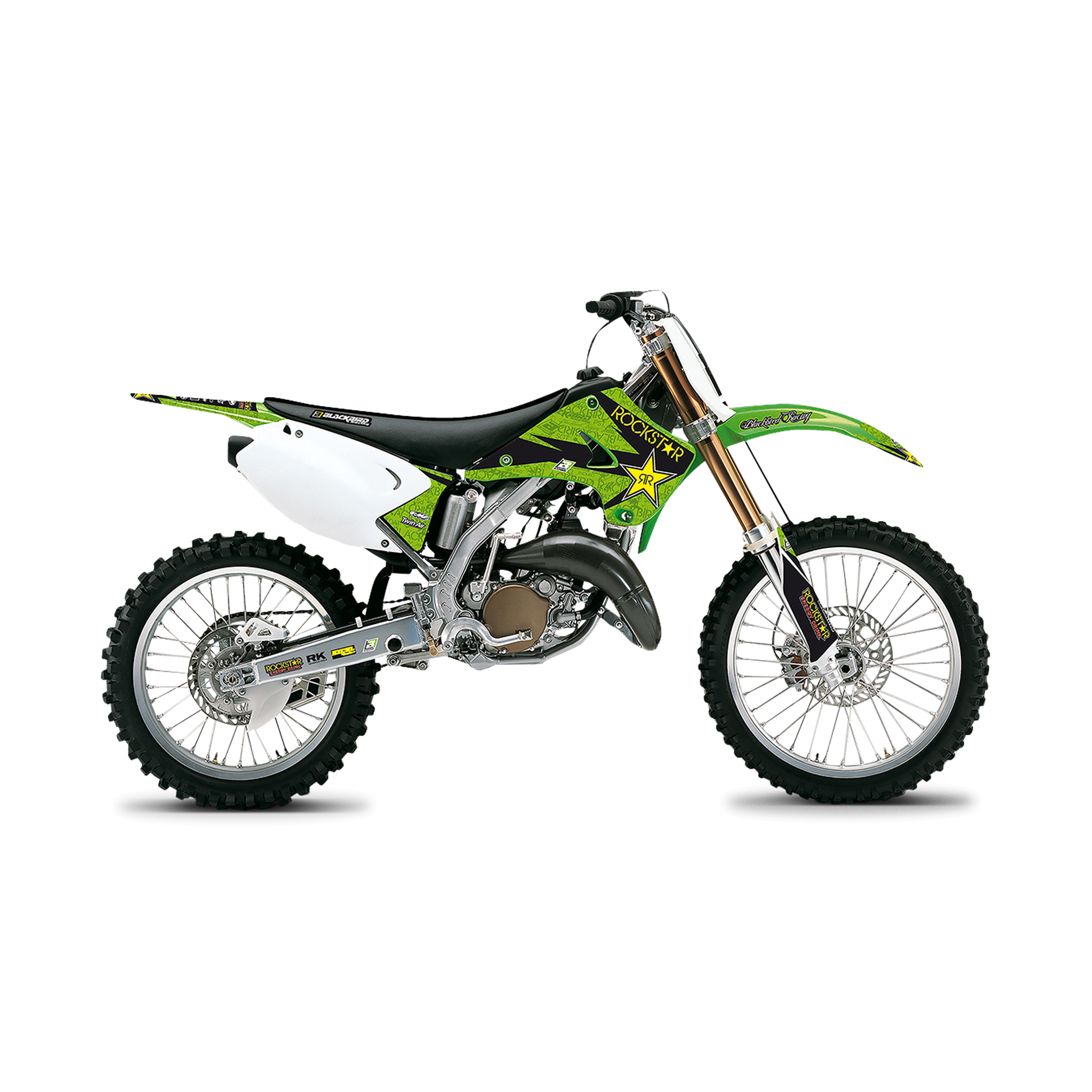 Kit Completo de Adhesivos + Funda de Asiento Blackbird Rockstar Energy Verde-Amarillo-Negro
