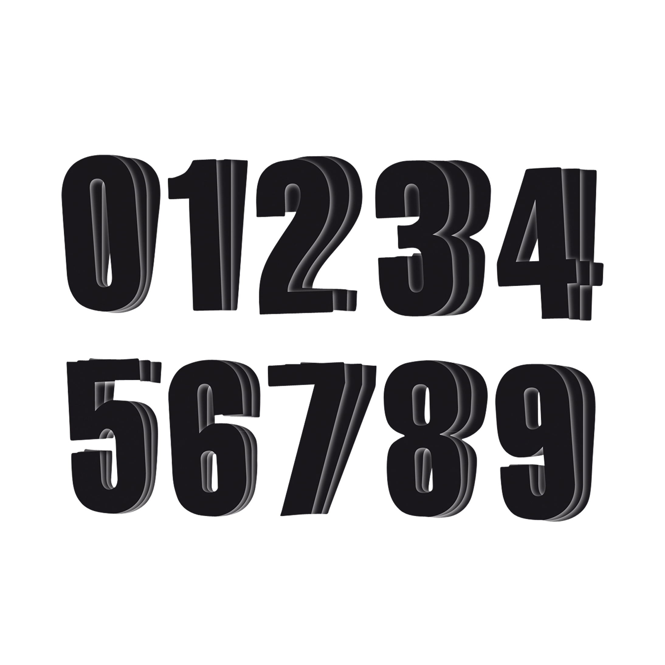 Blackbird 3pcs 13x7 PVC 0-9 Pack Sticker Sheet Black