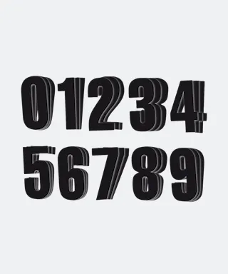 Blackbird 3pcs 13x7 PVC 0-9 Pack Sticker Sheet Black