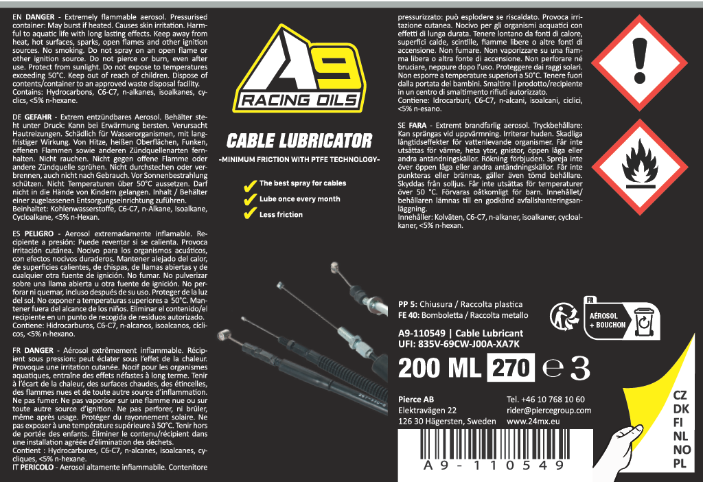 A9 Racing Cable Lubricator 200ml