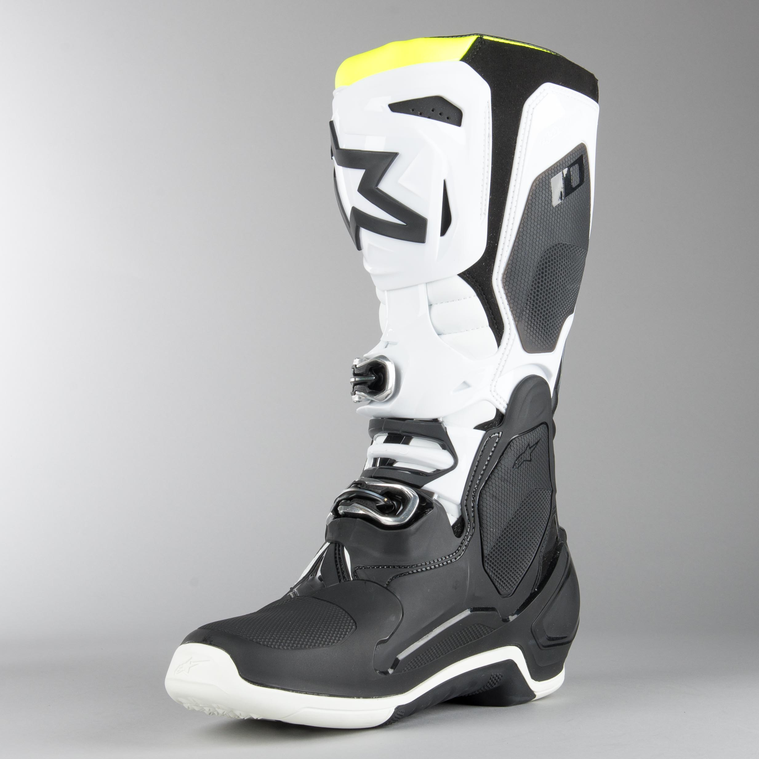 Crosstövlar Alpinestars Tech 10 Svart Vit Gul Fluo Crosstövlar Alpinestars Tech 10 Svart Vit Gul Fluo