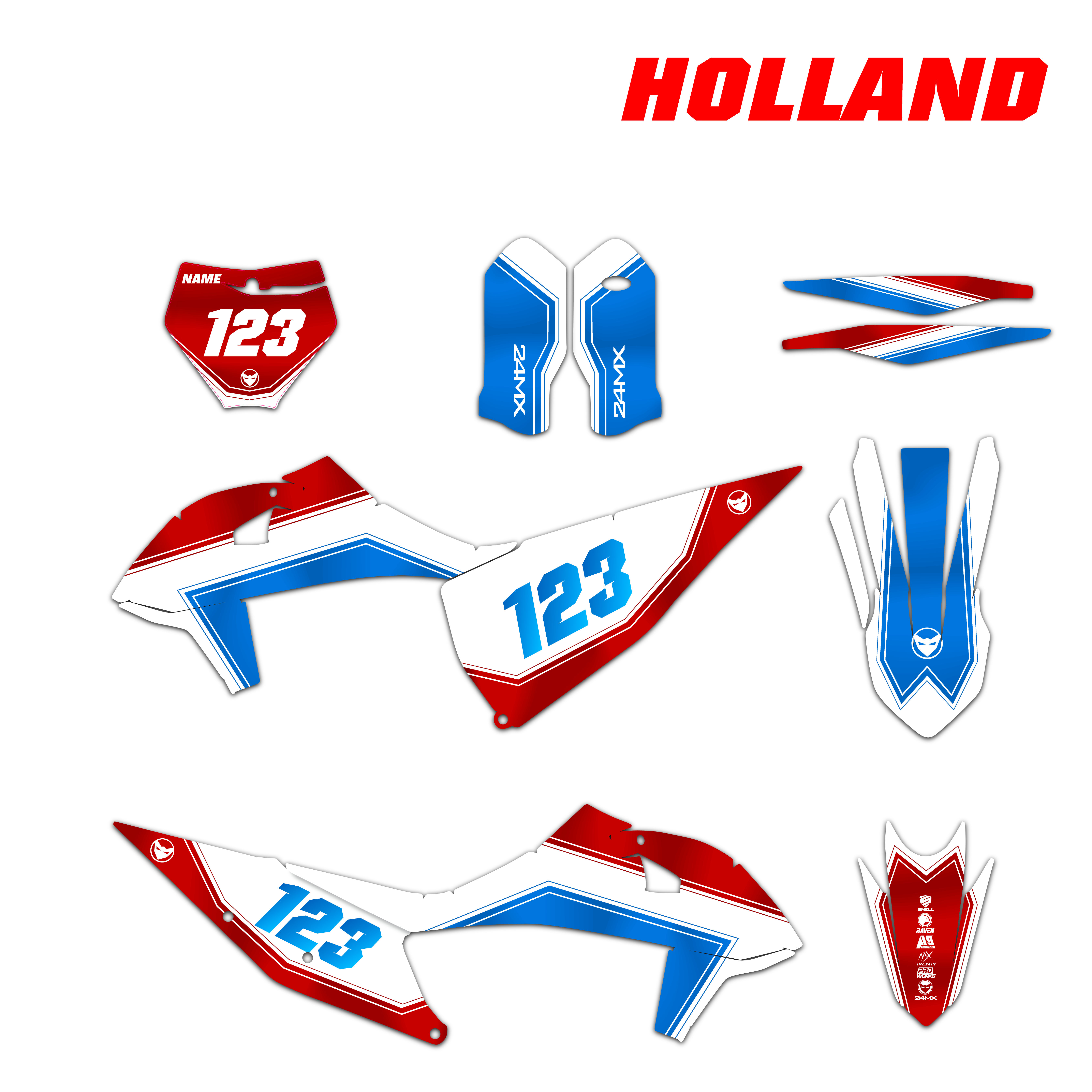 Stickerset 24MX Netherlands Patriotic met Naam & Nummer
