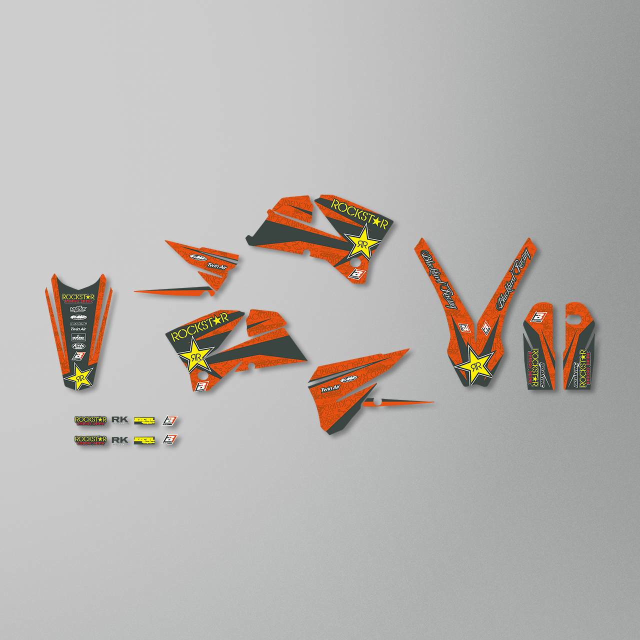 Blackbird Rockstar Energy Complete Decal Kit with Seat Cover Orange-Black-Yellow