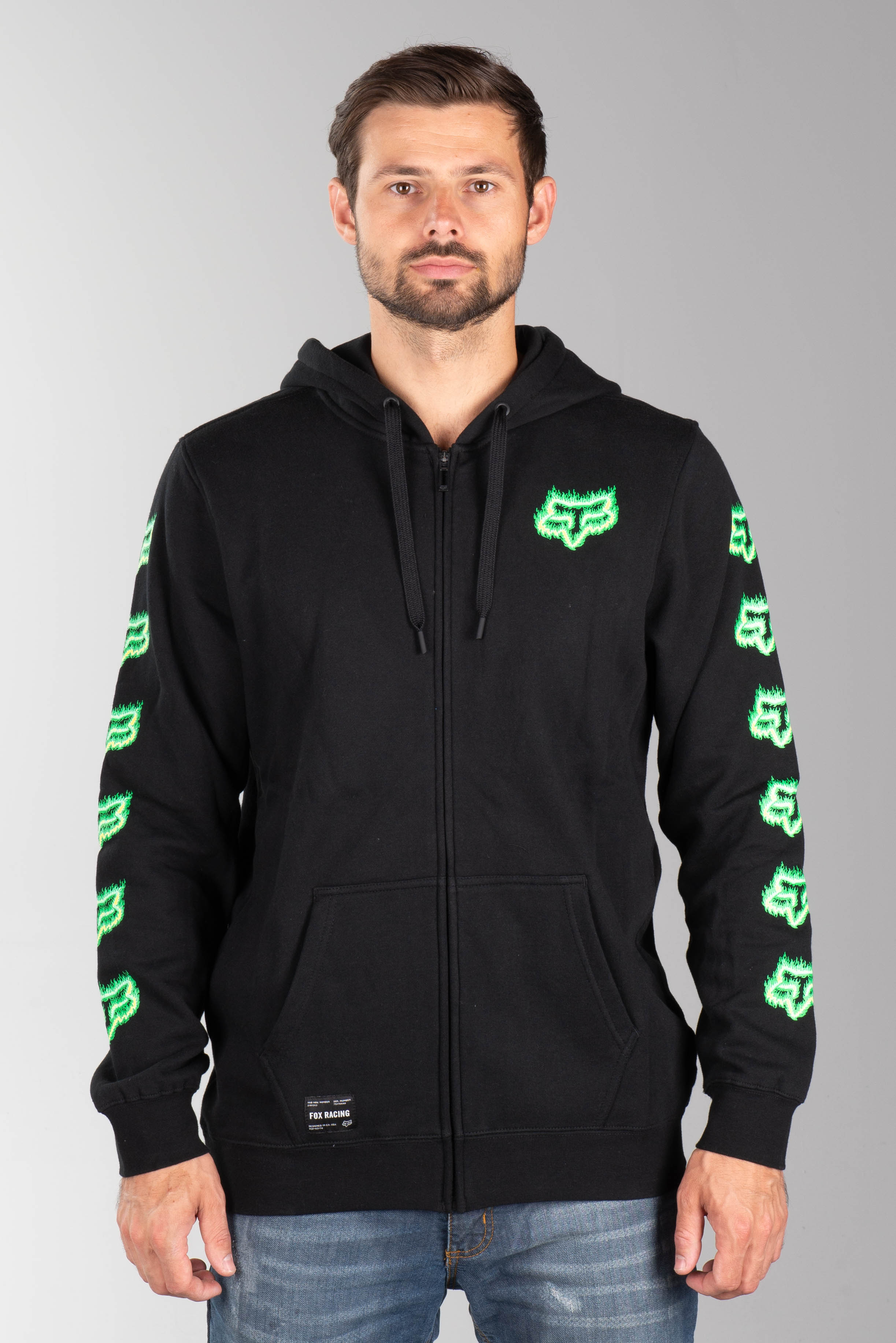 fox green and black hoodie
