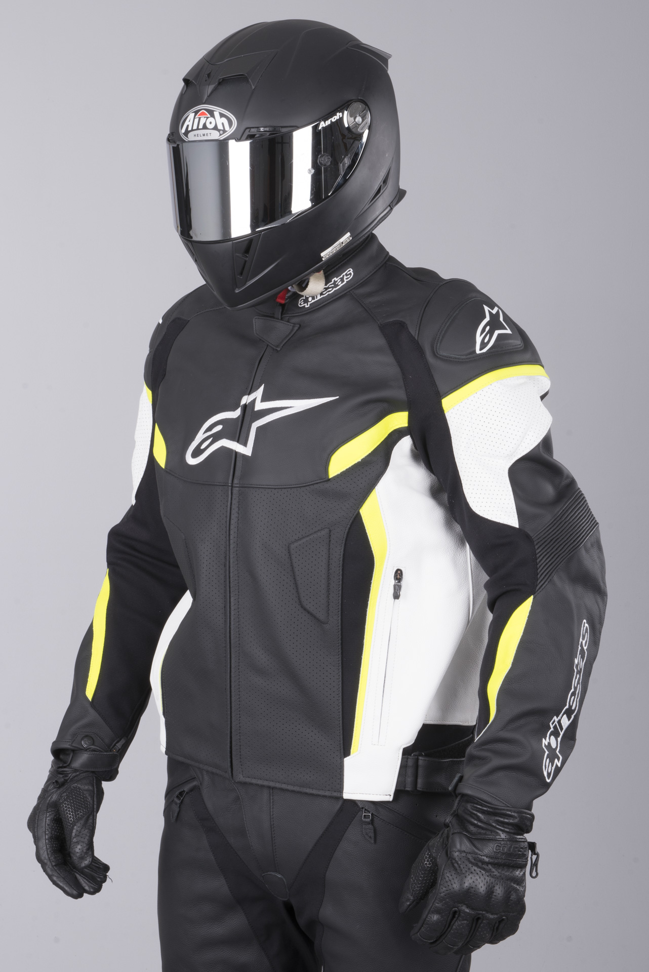 Skinnjacka Alpinestars GP Plus R V2 Airflow Svart Vit alpinestars gp plus r v2 airflow skinnjacka