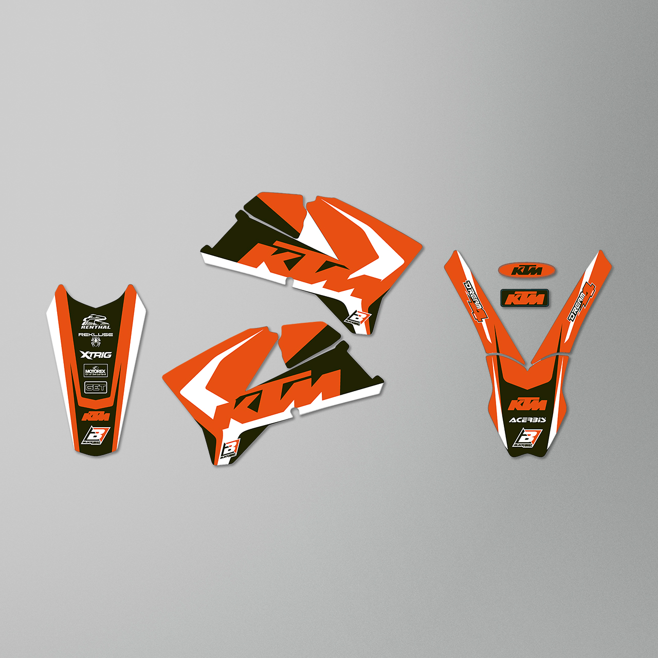 Kit de Adhesivos Blackbird Dream 4 Naranja-Negro-Blanco