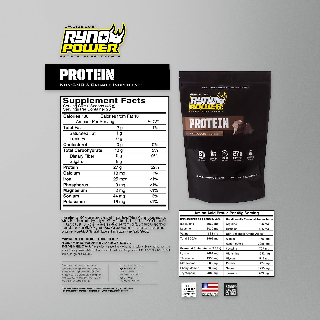 Ryno Power Hydration Fuel Lemon-Lime 907g