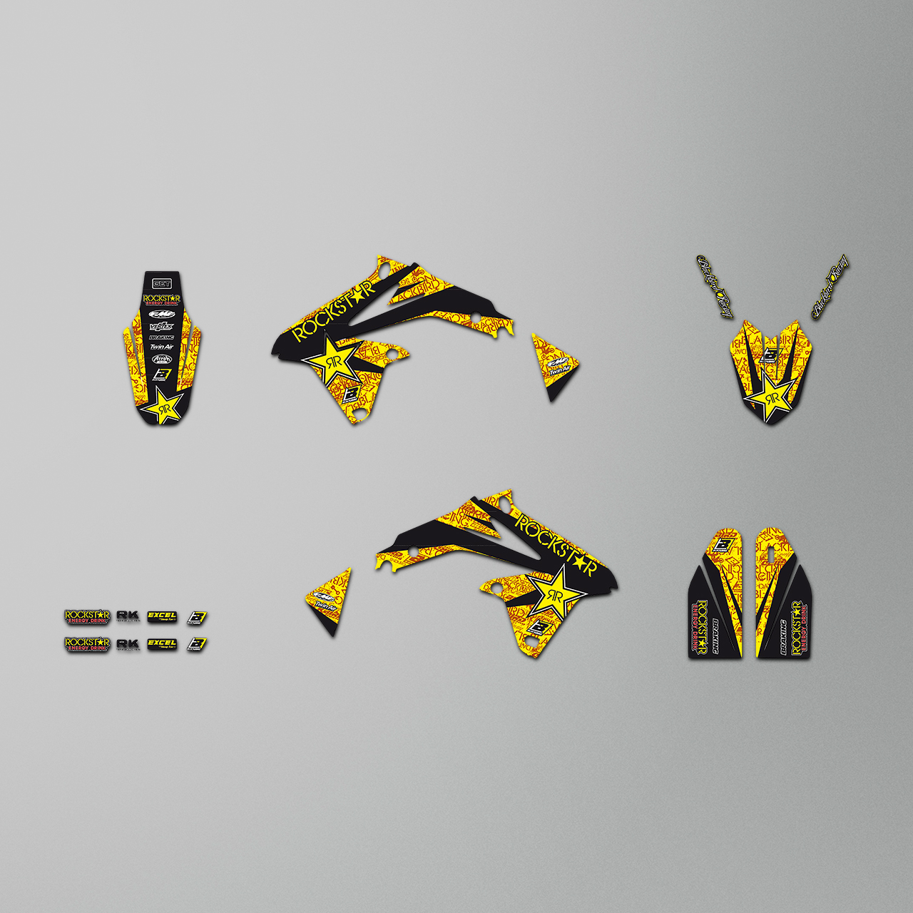Blackbird Rockstar Energy Complete Decal Kit with Seat Cover Yellow Black