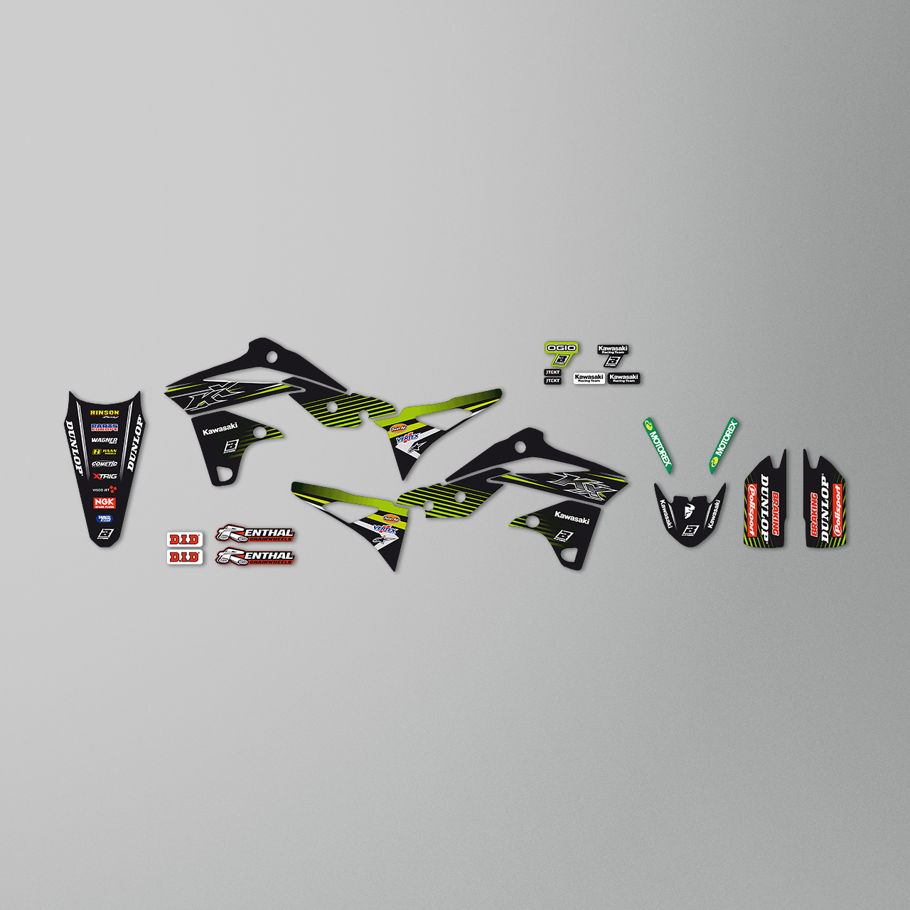 Blackbird Replica Racing Team 2018 Complete Decal Kit with Seat Cover Black-Green