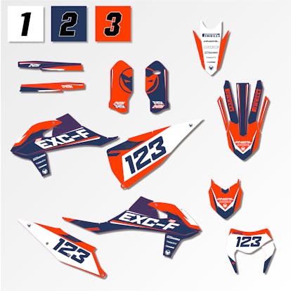 Kit Adesivi Completo 24MX Race + Adesivi Tabelle Portanumero - Ispirato KTM  - Adesso 26% di risparmio