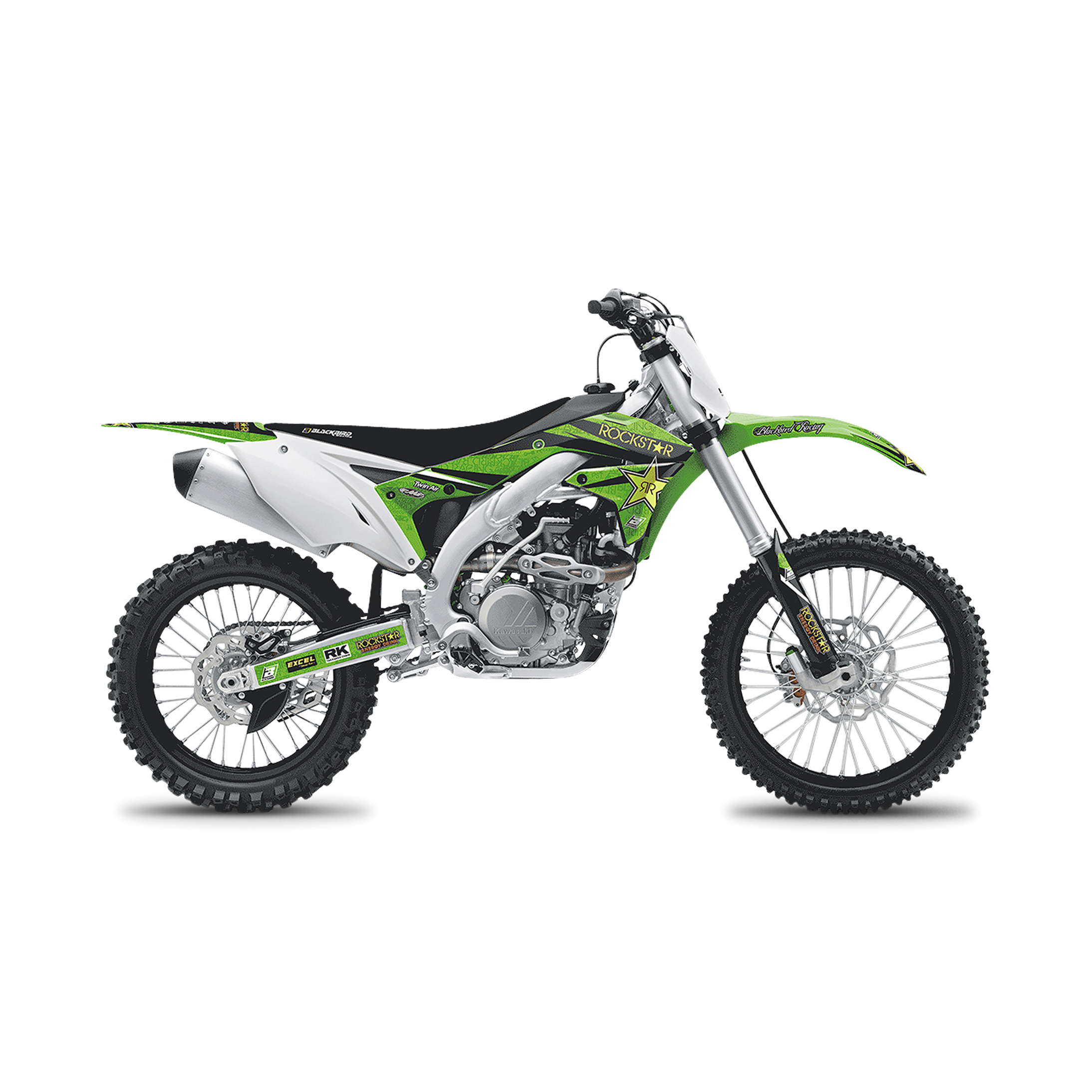 Kit Completo de Adhesivos + Funda de Asiento Blackbird Rockstar Energy Verde-Amarillo-Negro