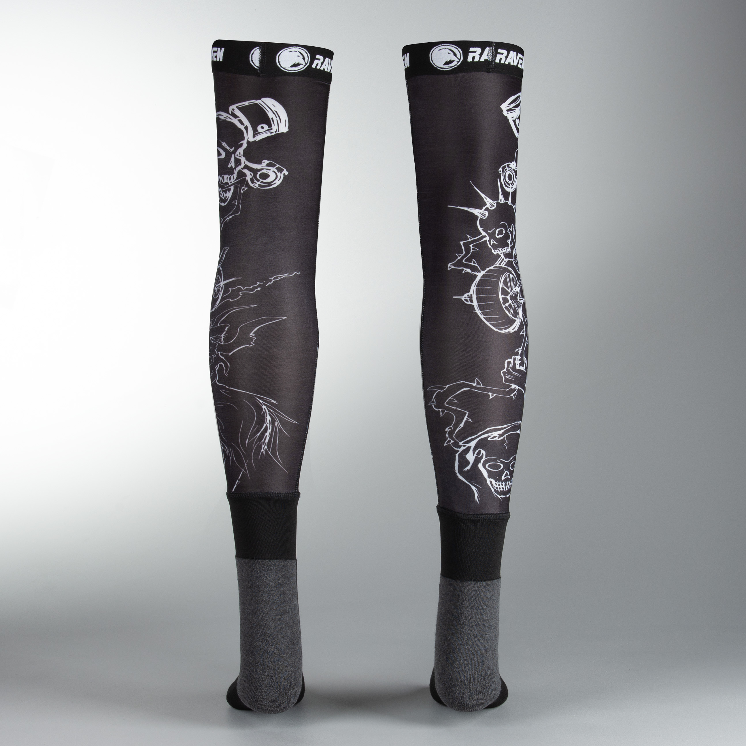 Raven Race Long Socks Black Skull
