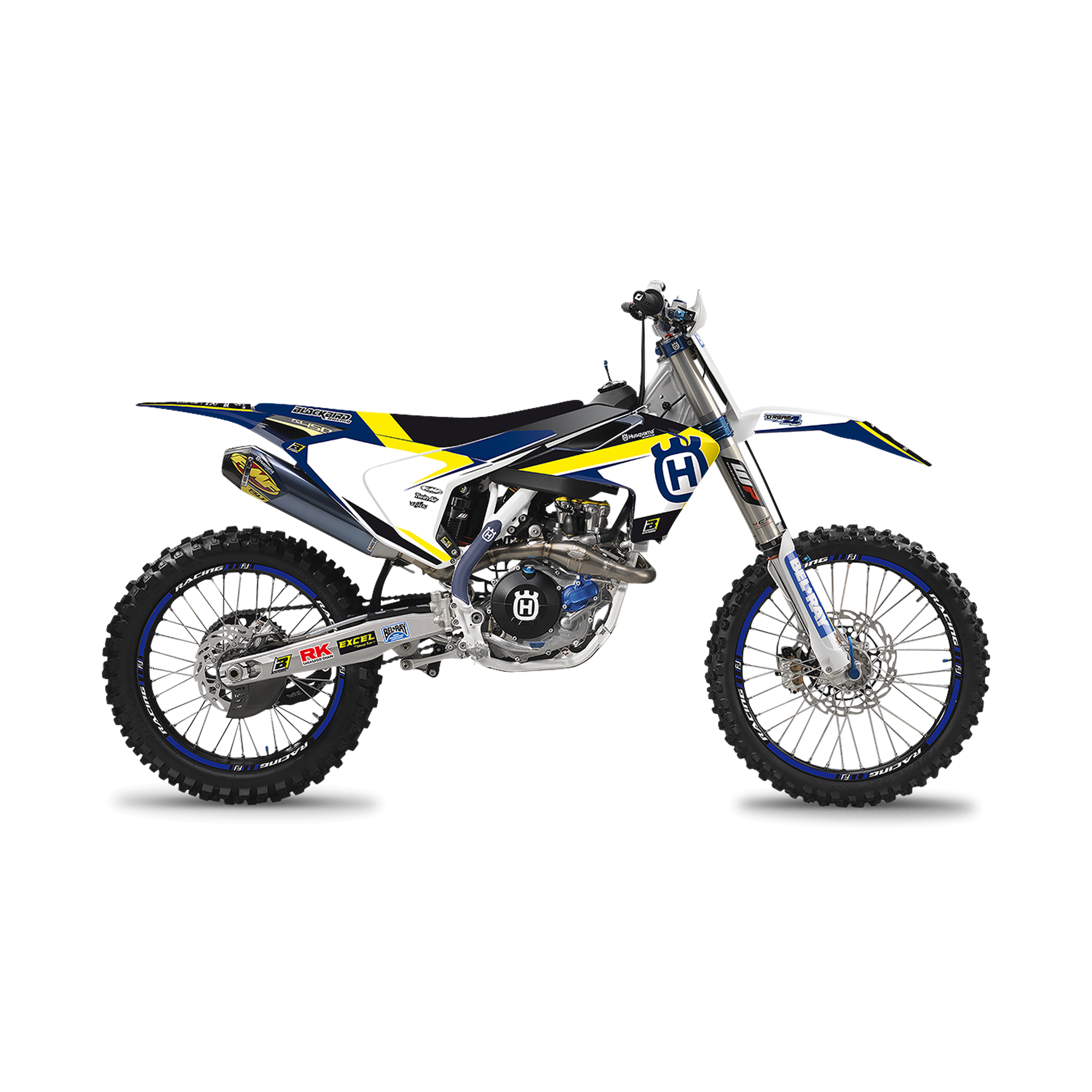 Kit Completo de Adhesivos + Funda de Asiento Blackbird Dream 4 Blanco-Amarillo-Azul
