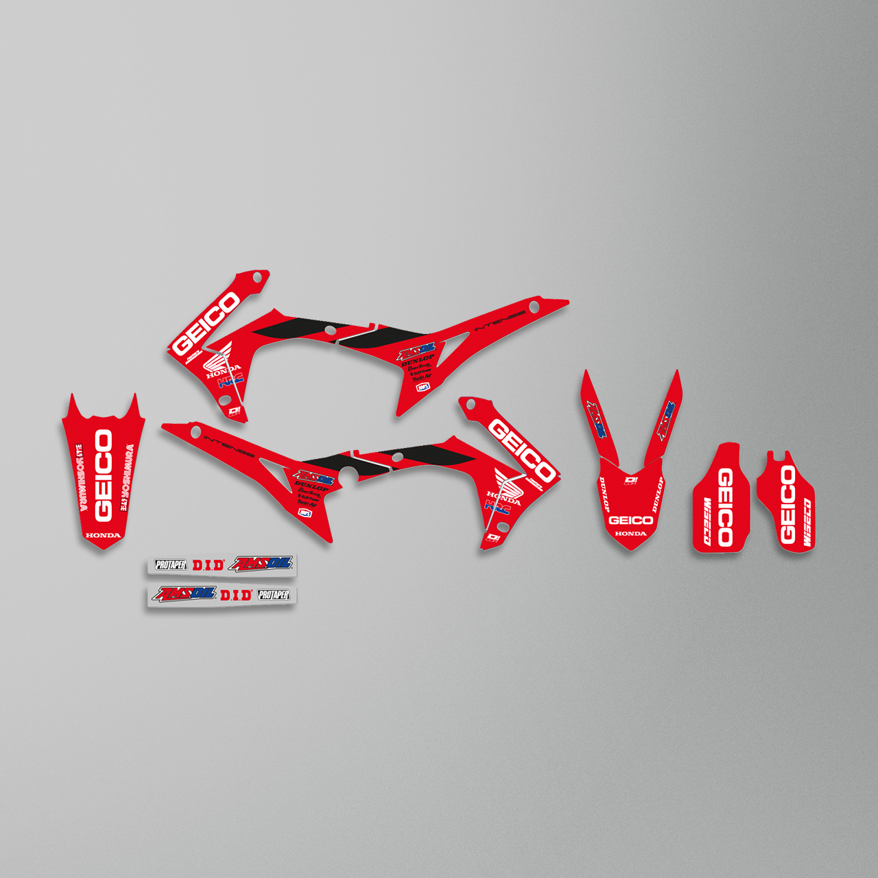 Blackbird Replica Team Geico D'Cor Complete Decal Kit with Seat Cover Red-Black