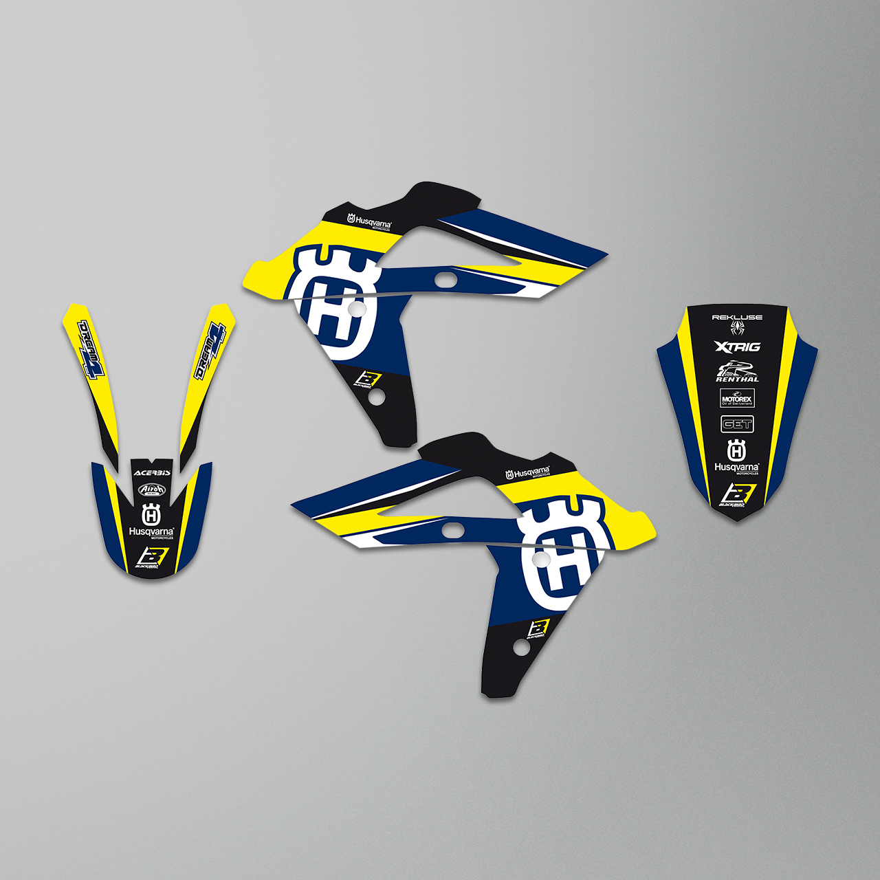 Complete Stickerset + Zadelovertrek Blackbird Dream 4 Blauw-Geel-Wit