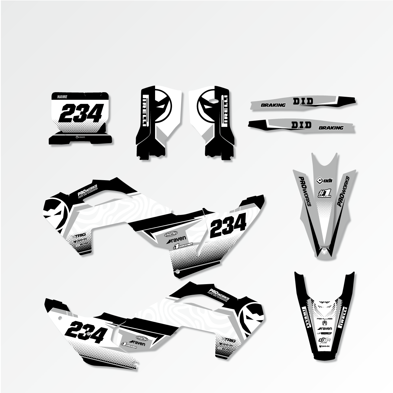 Stickerset 24MX Husqvarna B&W