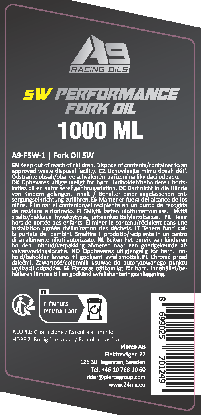 Aceite de Horquilla A9 Racing  1 L