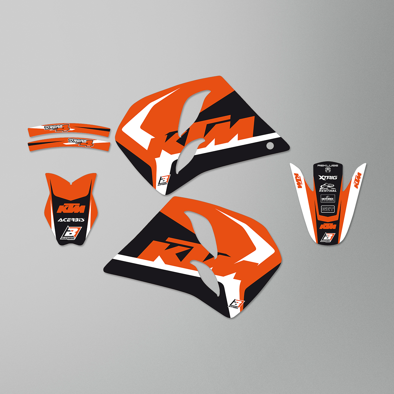 Kit de Adhesivos Blackbird Dream 4 Naranja-Negro-Blanco