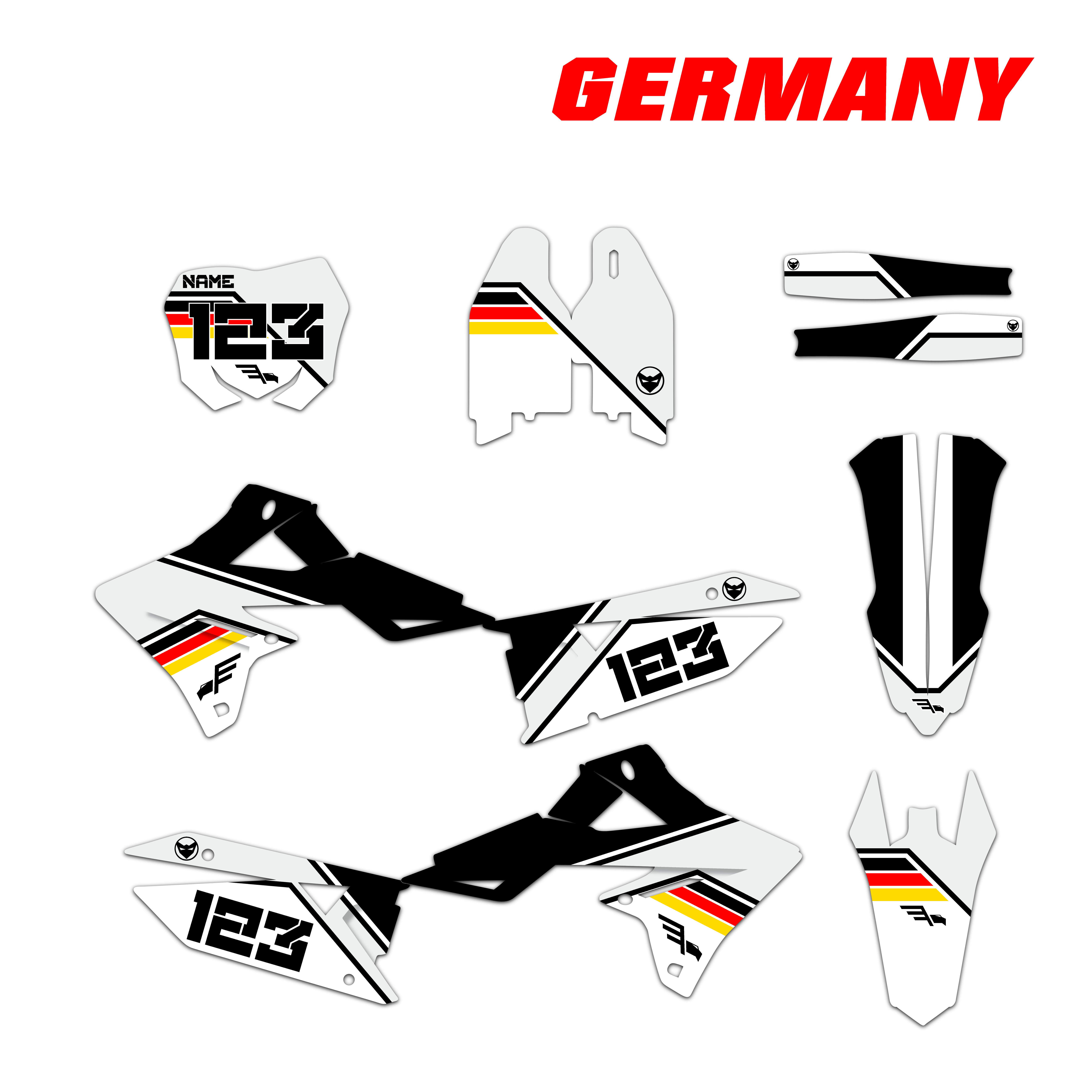 Stickerset 24MX Germany Patriotic met Naam & Nummer